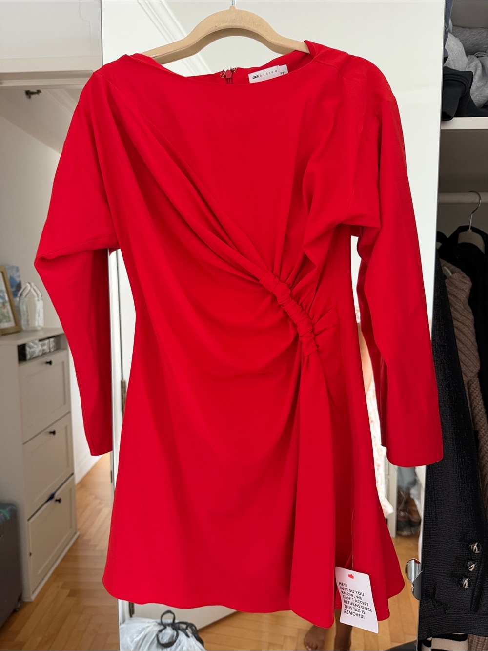 ASOS NWT Red Twist-Detail Long-Sleeve Dress